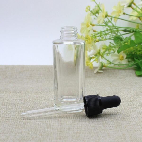 Clear square essential oil glass bottle essence dropper bottle