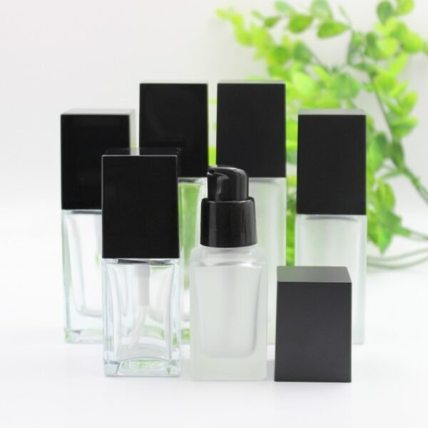 Frosted clear square lotion glass bottle